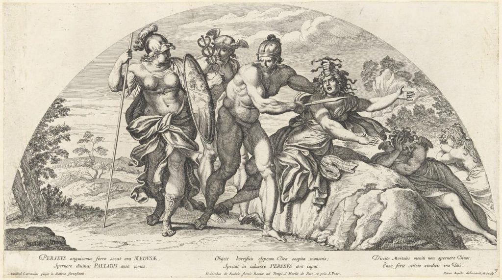 Representação de Perseu e Medusa por Pietro Aquilo no Século 17